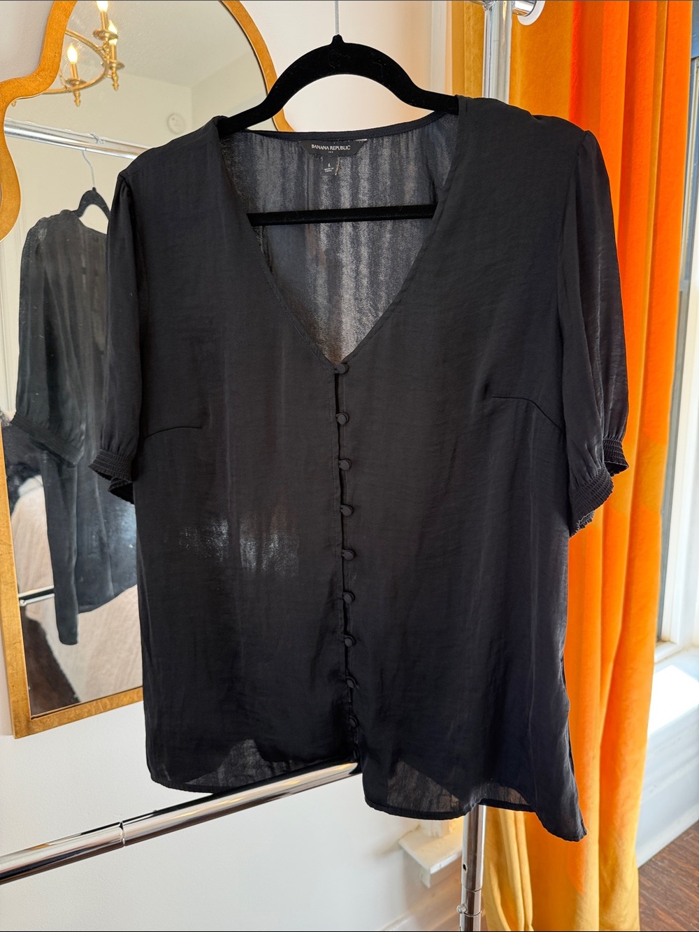 Silky black blouse by Banana Republic size Large